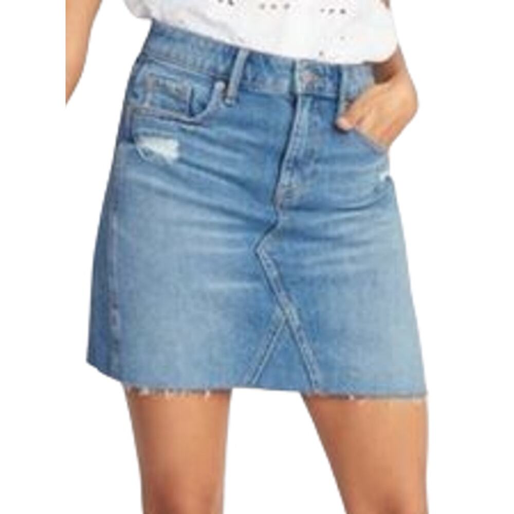 NEW OLD NAVY Distressed Denim Mini Skirt  Low rise Medium wash  SZ 6